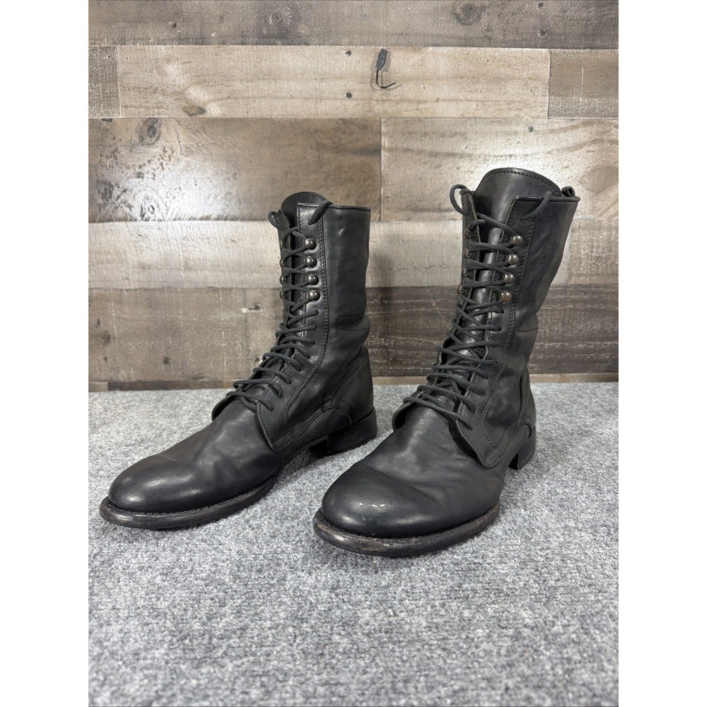 Kenneth Cole Black Leather Tall Combat Boots Made In Italy Men's Size 10 Vintage